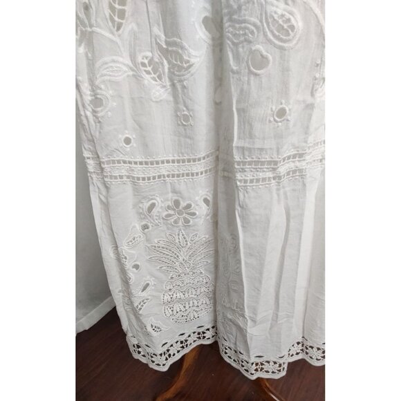 FARM Rio Midi Dress XL White Richelieu Broderie Anglaise Sundress Bustier Corset - Picture 10 of 16